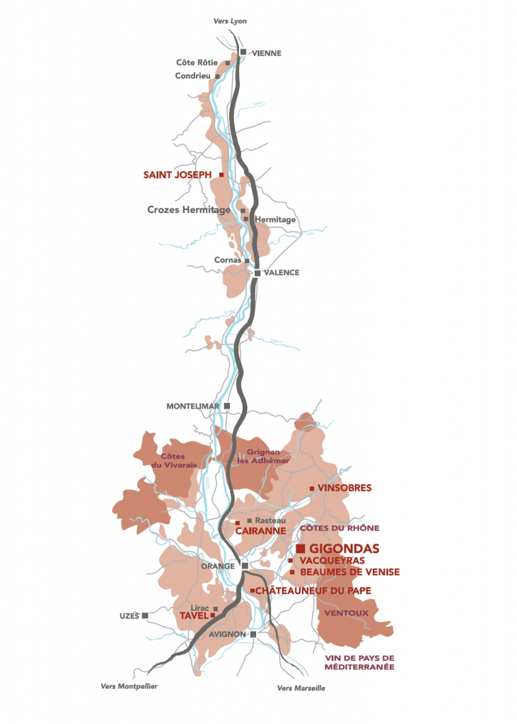 Carte des vins de la vallée du rhone