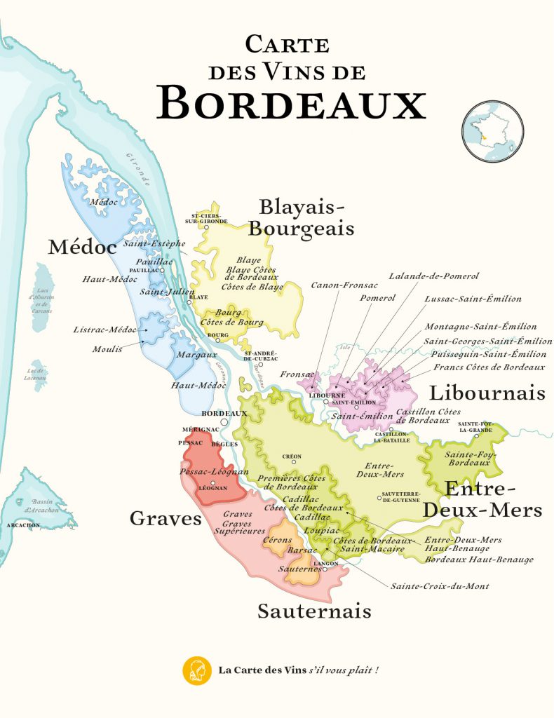 Carte du vignoble bordelais